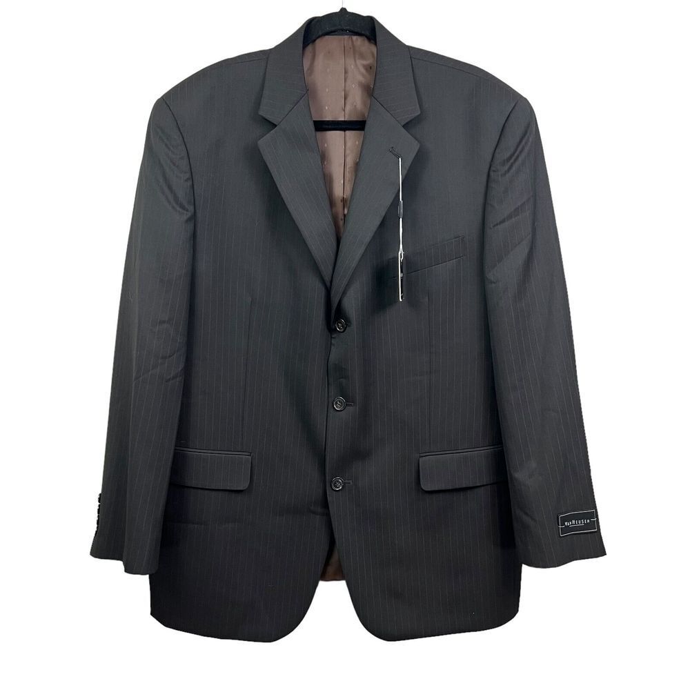 Van Heusen Suit Separates Blazer Brown Pinstripe 3 Button Lined Men Size 44R*